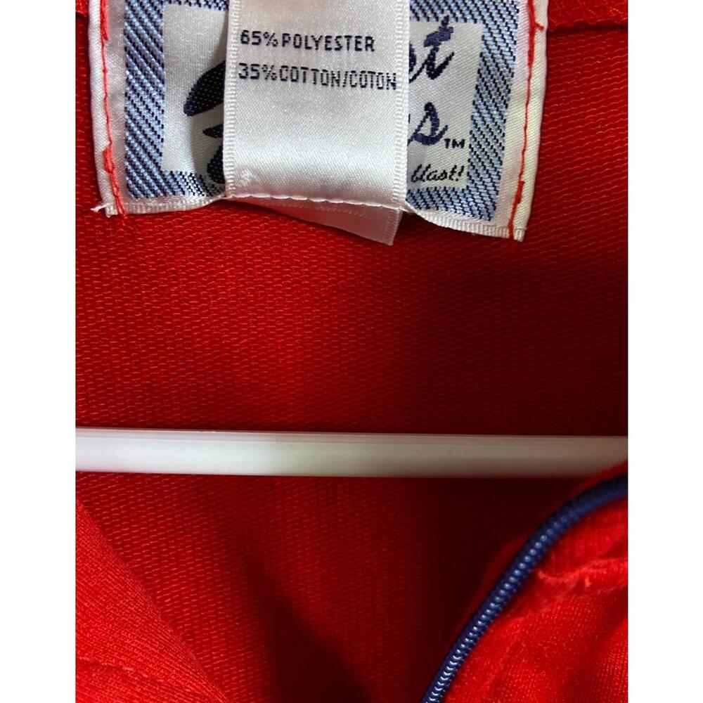 Red Snap Pullover XLarge Vintage 90s Grandma core Embroidered Flower Blast Blues - Picture 8 of 10